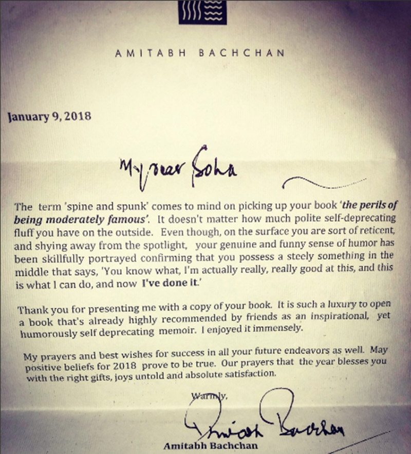 amitabh bachchan,soha ali khan,amitabh bachchan letter to soha ali khan,entertainment news