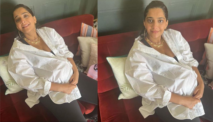 सोनम कपूर ने सोफे पर रिलैक्स करते हुए फ्लॉन्ट किया बेबी बंप, आनंद आहूजा ने शेयर कीं तस्वीरें