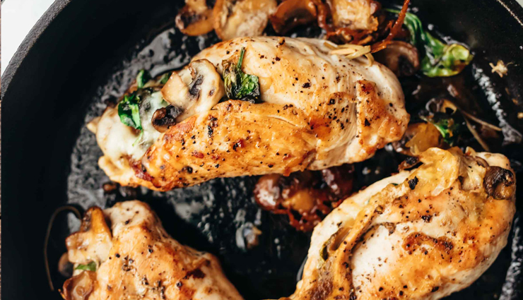 spinach mushroom stuffed chicken recipe,spinach benefits,hunger struck,easy recipe,food