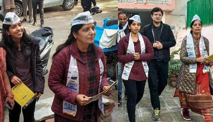 delhi results,celebration,arvind kejriwal,aam aadmi party,sunita kejriwal,arvind kejriwal news,news