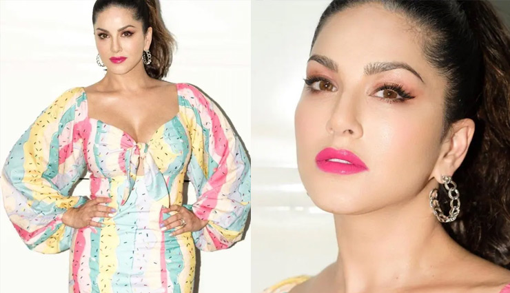 मल्टीकलर बेगी फुल स्लीव शॉर्ट ड्रेस में सनी लियोनी ने चुराया फैन्स का दिल, तस्वीरें हुई वायरल
