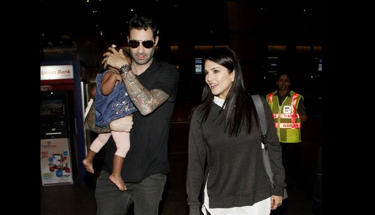 PHOTOS बेटी के साथ एयरपोर्ट पर दिखीं सनी लियोनी sunny leone,nisha,airport,sunny leone pics,sunny leone photos,bollywood