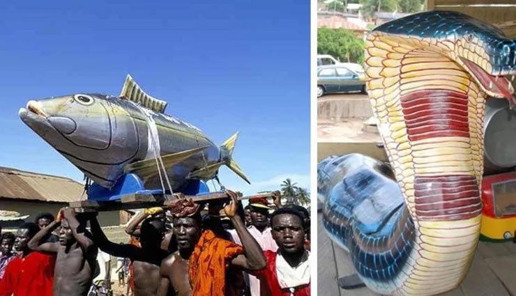 मौत के बाद अनोखे ताबूतों में दफनाए जाते हैं लोग, देखकर आप भी रह जाएंगे हैरान