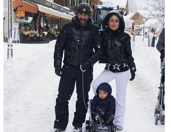 स्विटज़रलैंड में बर्फीली वादियों का लुत्फ उठा रहे हैं तैमूर