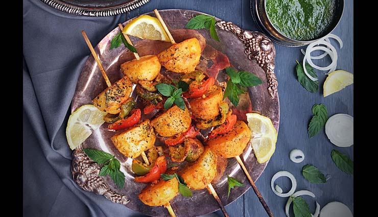 tandoori aloo tikka,aloo tikka recipe,aloo recipe,snacks recipe