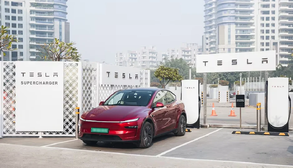 गुरुग्राम में टेस्ला का पहला चार्जिंग स्टेशन शुरू, अब मिनटों में होगी चार्ज