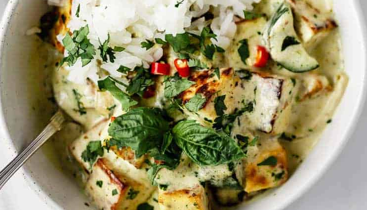 thai green curry with tofu and vegetables,hunger struck,food,easy recipe