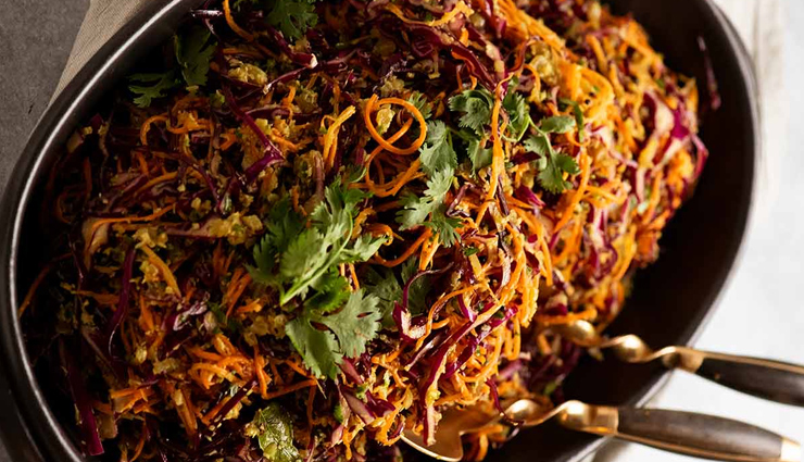 Recipe- South Indian Thoran Style Cabbage and Carrot Indian Salad
