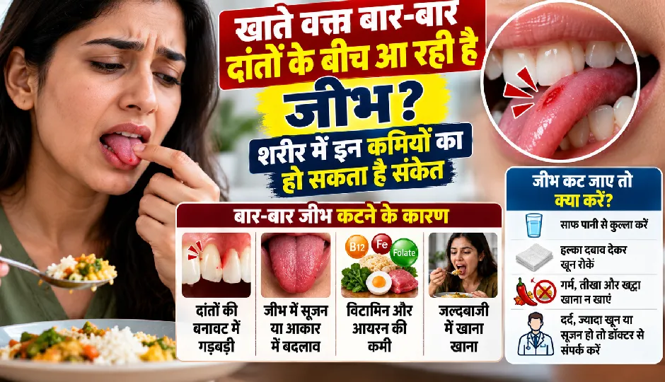खाते वक्त बार-बार दांतों के बीच आ रही है जीभ? शरीर में इन कमियों का हो सकता है संकेत