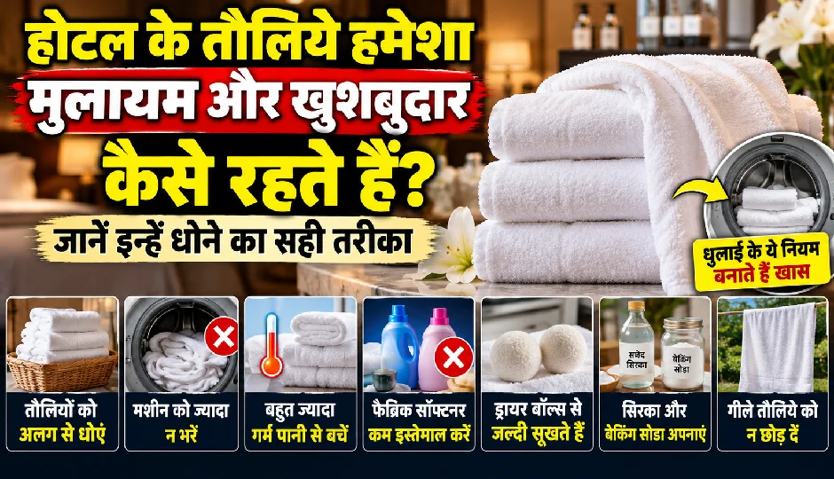 होटल के तौलिये हमेशा मुलायम और खुशबूदार कैसे रहते हैं? जानें इन्हें धोने का सही तरीका