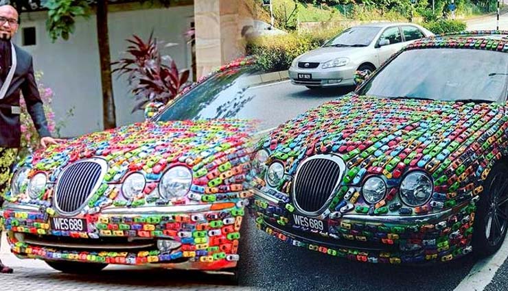 malaysian businessman,jaguar,decorate jaguar with toy car,weird story,weird news,omg,jaguar car ,मलेशिया,जगुआर एस-टाइप,टॉय कार