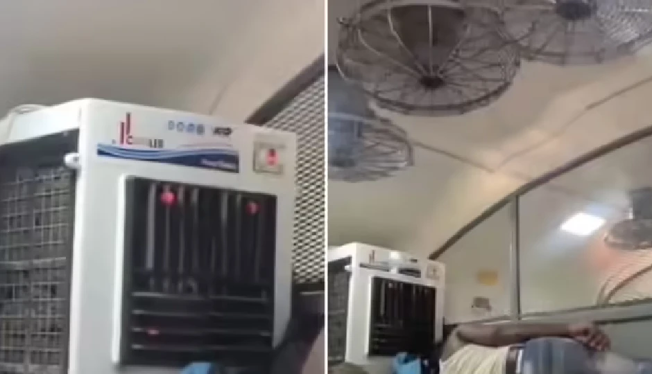 ट्रेन के तीन पंखे भी पड़े कम, यात्री लाया अपना पर्सनल कूलर, चालू करके मस्ती से सो गया