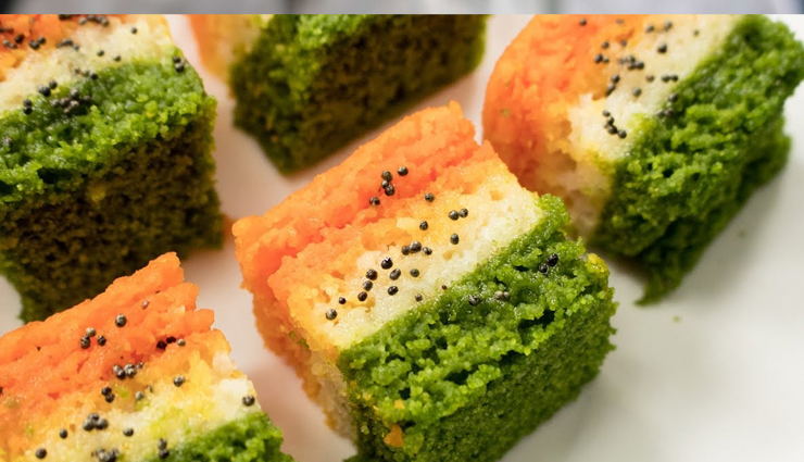 tri color dhokla,hunger struck,food,easy recipe