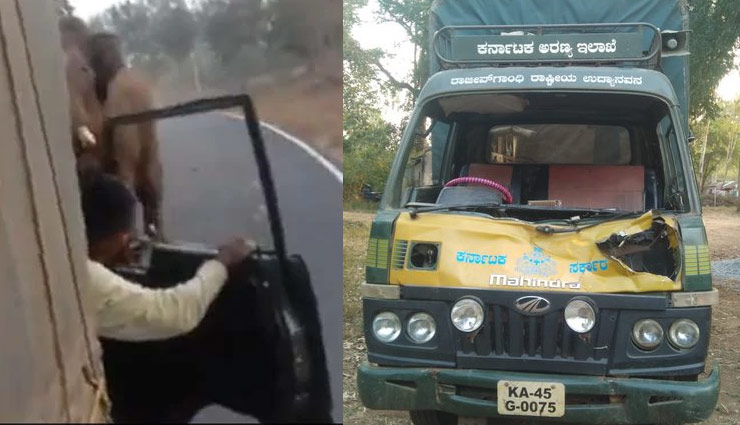 गुस्से में हाथी ने ट्रक का किया पीछा और फिर..., वीडियो वायरल