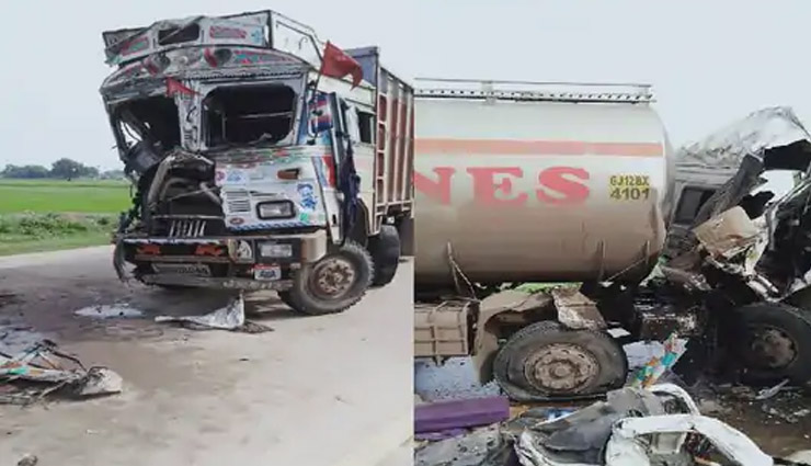 मिर्जापुर में बड़ा सड़क हादसा, केमिकल लदे टैंकर से भिड़ा ट्रक; एक की मौत 