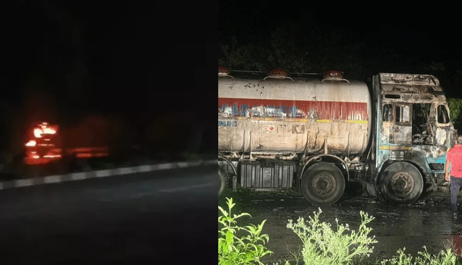 चित्तौड़गढ़-उदयपुर हाईवे पर बड़ा हादसा: केमिकल टैंकर में लगी आग, चालक कूदकर बचा – हाईवे घंटों बंद