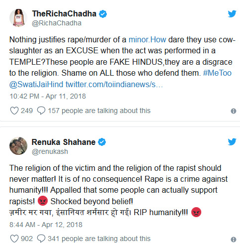 bollywood celebrities,justice for the 8year old rape victim asifa,asifa,kashmir,mla,arjun kapoor,vir das,sonam kapoor,richa chadda,amitabh bachchan,kathua rape and murder case