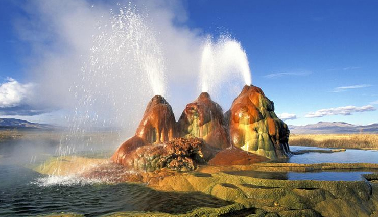 pamukkale in turkey,fly geyser in nevada,emerald of ice on lake baikal in russia,zhangye danxia landform in gansu china,grand prismatic spring in us,red beach in panjin in china,unique places in the world