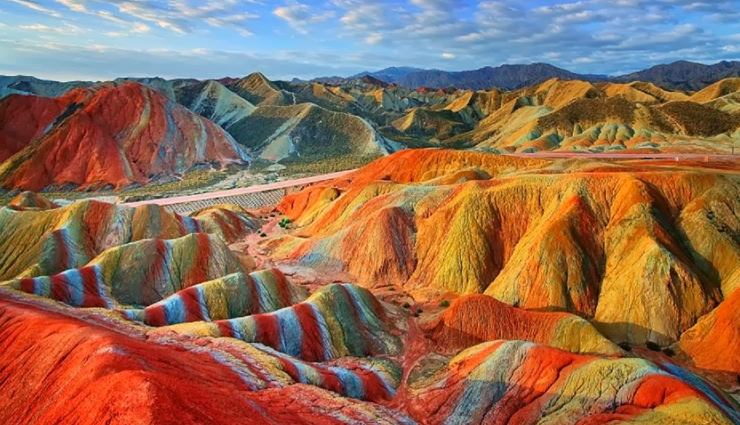 pamukkale in turkey,fly geyser in nevada,emerald of ice on lake baikal in russia,zhangye danxia landform in gansu china,grand prismatic spring in us,red beach in panjin in china,unique places in the world