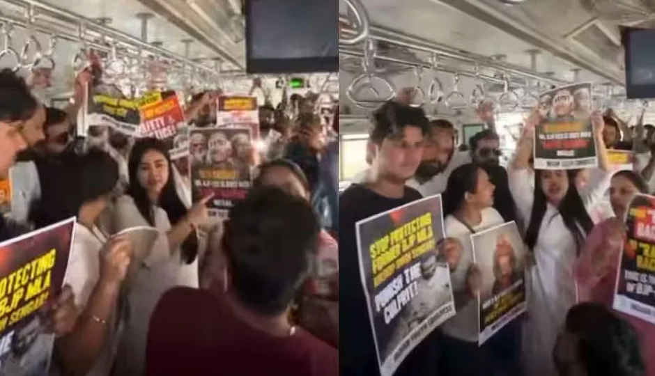 मुंबई में कांग्रेस ने उन्नाव रेप पीड़िता के लिए आवाज उठाई, हाथों में बैनर लेकर की न्याय की मांग