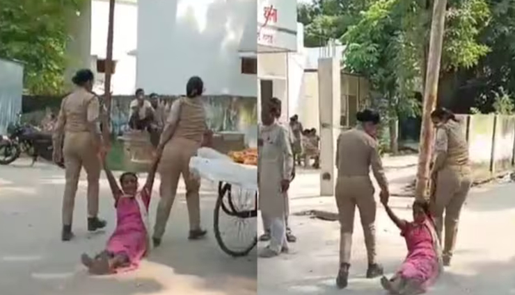 यूपी पुलिस ने थाने के बाहर महिला को सड़क पर घसीटा, एसपी ने दिए विभागीय जांच के आदेश