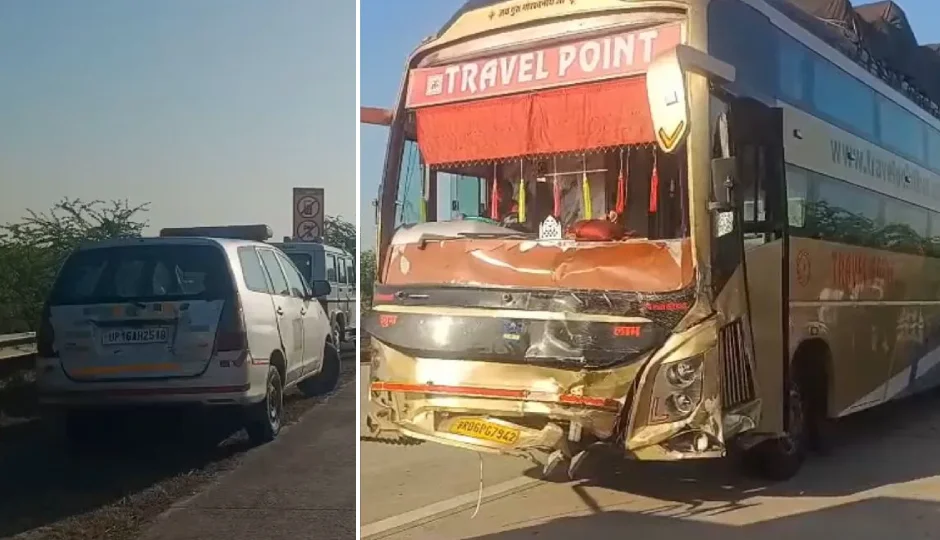 यूपी में होली के बीच दर्दनाक हादसा, डबल डेकर बस की टक्कर से कार सवार 6 की मौत, कई गंभीर घायल