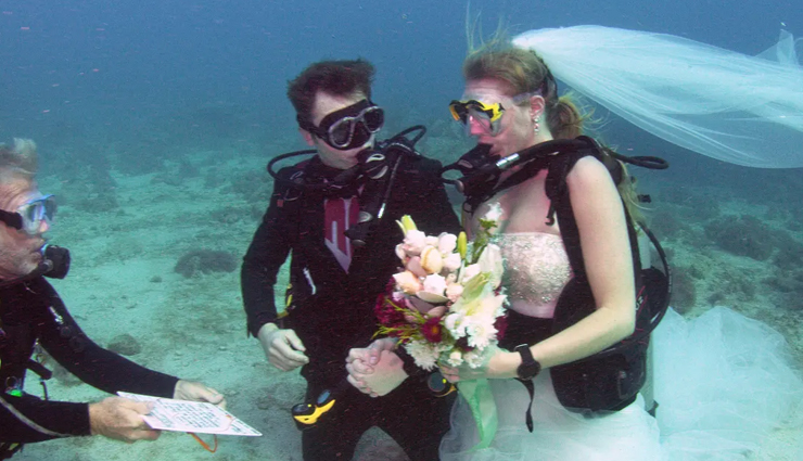 strange wedding destination,wedding destination around the world,under the sea,draculas castle,dolphin reef,mount everest,space