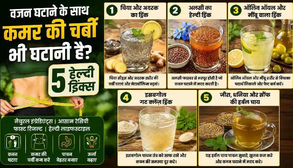 वजन घटाने के साथ कमर की चर्बी भी घटानी है? डायटीशियन ने बताए 5 हेल्दी ड्रिंक्स, जानें इन्हें पीने का सही समय