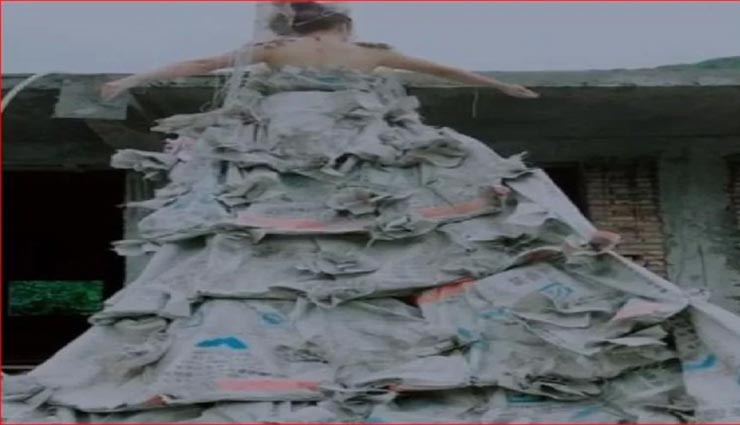 weird news,weird dress,dress with cement bags,japan
