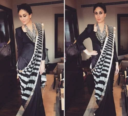 styling jacket with sari,sari wearing tips,winter fashion tips,latest fashion trends,styling tips