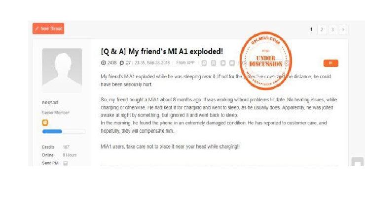 चार्जिंग के दौरान Xiaomi के फ़ोन में लगी आग, आप भी बरतें ये सावधानी xiaomi m1 a1,mobile blast,china,xiaomi,android phone