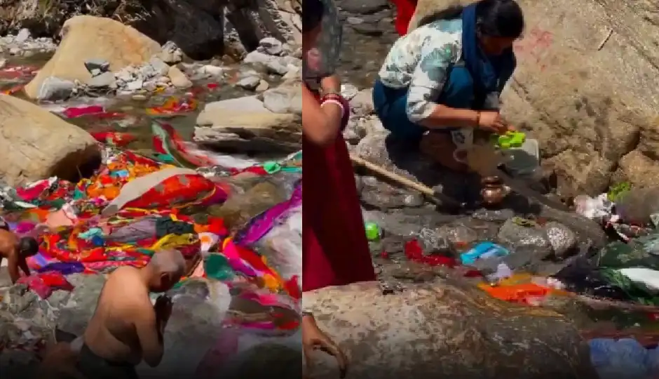 गंगा–यमुना में कपड़ों का अंबार, चारधाम यात्रा के बीच वायरल वीडियो से मचा हंगामा; भड़के लोग