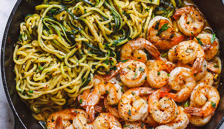 Recipe- Delicious and Gluten Free Zucchini Pasta With Lemon Garlic Shrimp