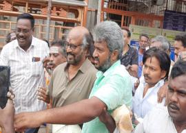 அம்மன் கருவறை முன்பு நிற்கும் ரஜினிகாந்த் புகைப்படம் எழுப்பிய சர்ச்சை