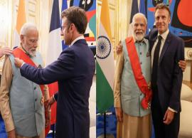 பாரீசில் ராணுவ வீரர்கள் சூழ்ந்து வர வரவேற்கப்பட்ட பிரதமர் மோடி