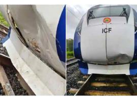 வந்தே பாரத் ரயிலுக்கு நேரம் சரியில்லை போலும்... மீண்டும் விபத்தில் சிக்கியது