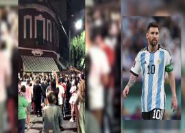 கால்பந்து நட்சத்திரம் லயனல் மெஸ்ஸியை காண குவிந்த ரசிகர்கள்