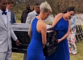 கார்ல வரலாம், பைக்கில் வரலாம்... இப்படி சவப்பெட்டியில வரலாமா?