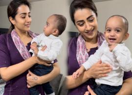 நடிகை மியா ஜார்ஜின் குழந்தையுடன் நடிகை திரிஷா எடுத்து கொண்ட புகைப்படம்