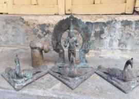 குளத்தில் புதைத்து வைக்கப்பட்டு இருந்த ஐம்பொன் சிலைகள் மீட்பு