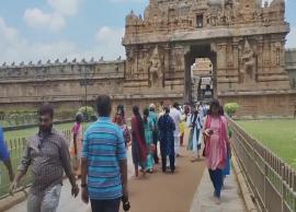 சுட்டெரிக்குது வெயில்... பக்தர்களின் வசதிக்காக தஞ்சை பெரிய கோயிலில் சணல் மிதியடி விரிப்பு