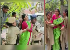 காவலரின் கன்னத்தில் அறைந்த தெலுங்கானா ஒய்.எஸ்.ஆர். கட்சி தலைவர் ஷர்மிளா கைது