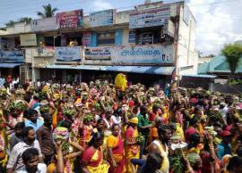 வல்லம் ஏகௌரியம்மன் கோயிலுக்கு பால்குடம் எடுத்த நூற்றுக்கணக்கான பக்தர்கள்