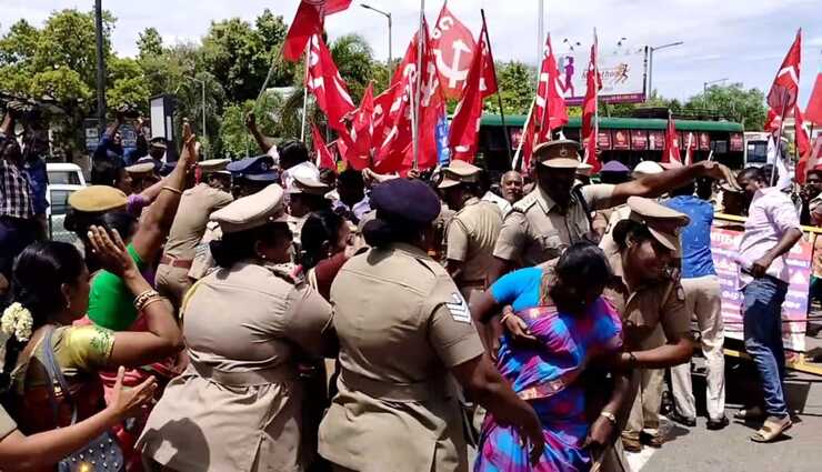 police,arrest,without permission,protest,indian communist ,போலீசார், கைது, அனுமதியின்றி, போராட்டம், இந்திய கம்யூனிஸ்ட்
